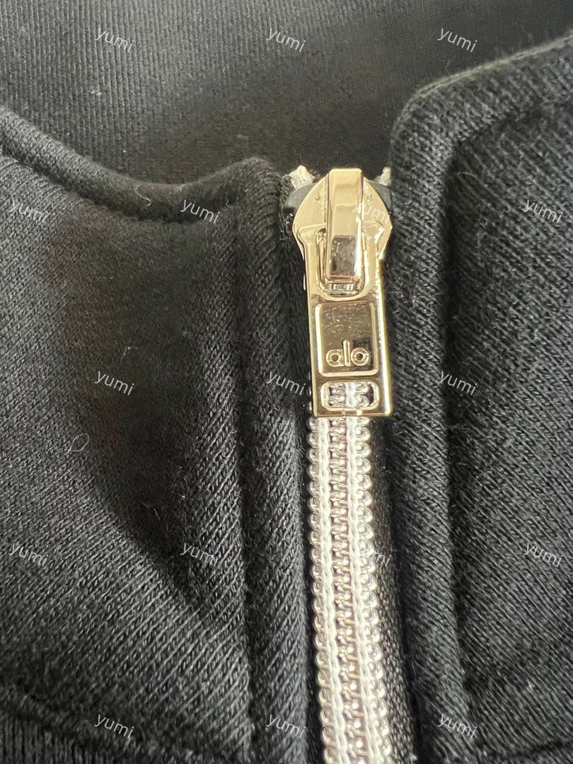 alo ブラックジップ トレーナー裏起毛