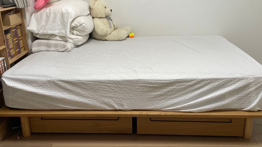 無印　オーク材ダブルベッド　収納付き