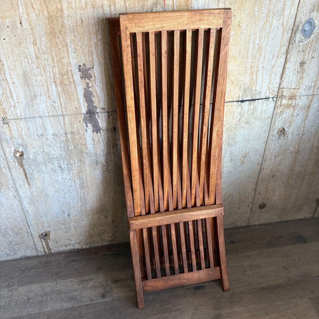 チーク無垢材　フォールディング　スライドチェア　ガーデンチェア