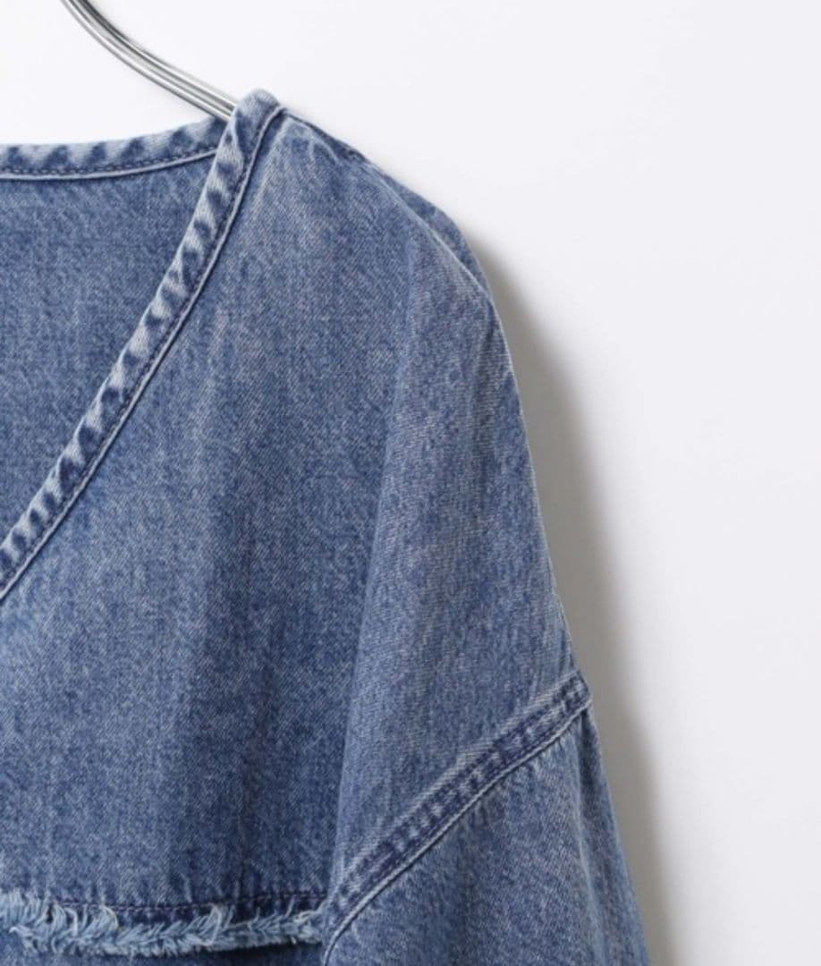 新品LEPSIMノーカラーデニムシャツ