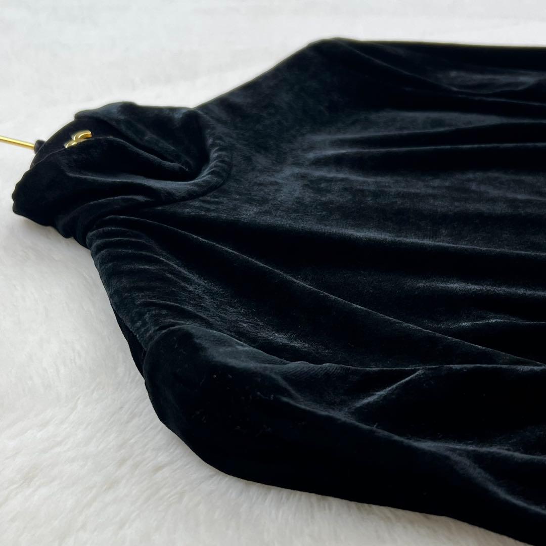 【ラルフローレンパープルレーベル】ハイネックベロアワンピース☆シルク混☆黒☆S