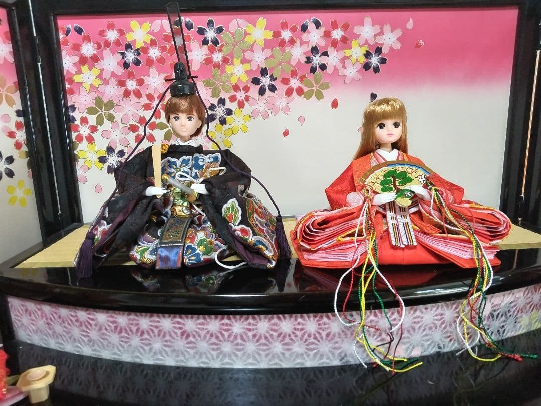 リカちゃん　雛人形 ① 親王と三人官女（リメイク品）