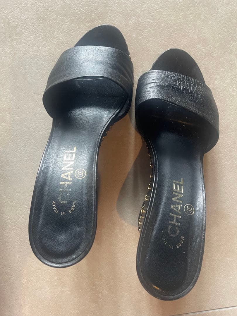 CHANEL ウェッジサンダル　チェーン39 ココマーク