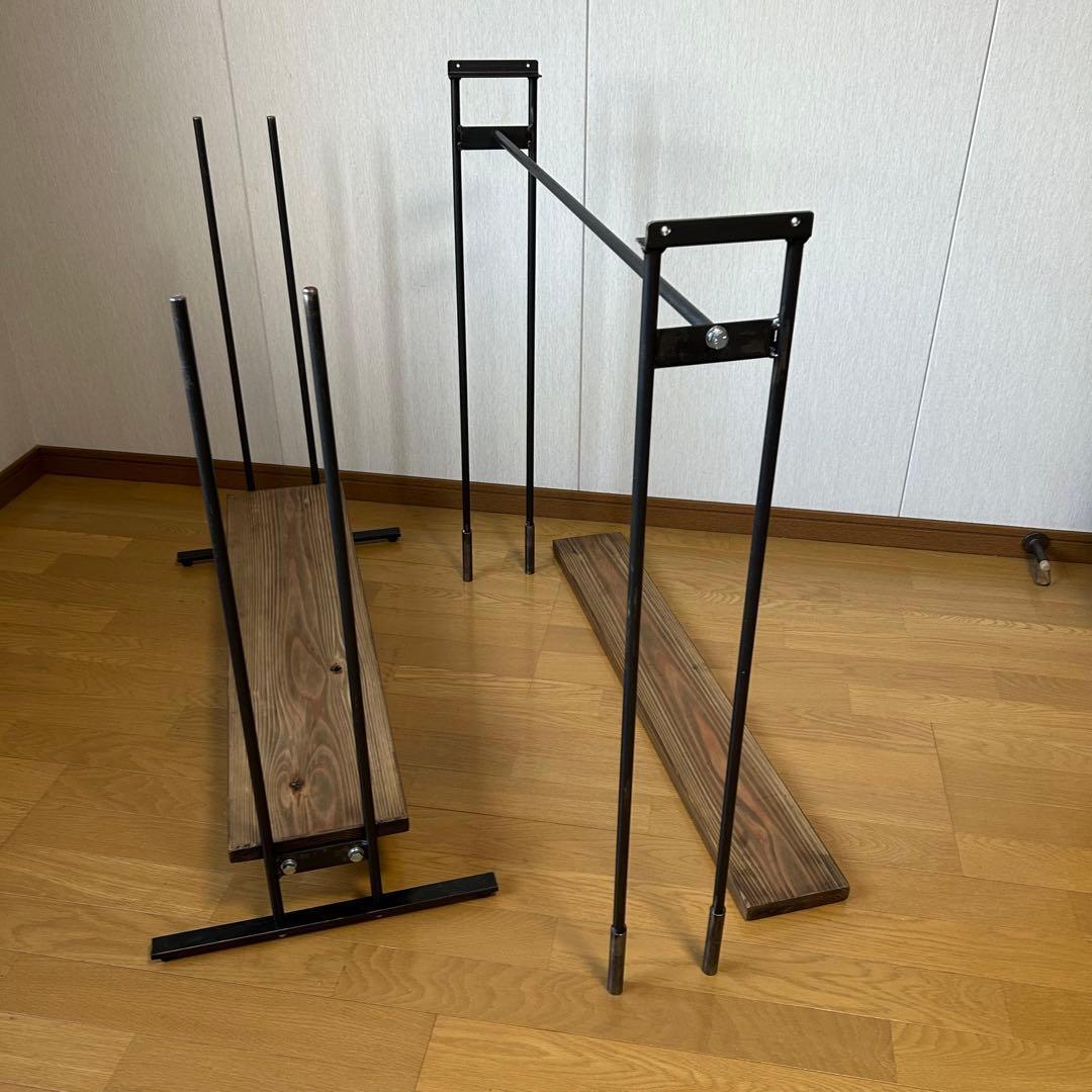 ハンガーラック　アイアン家具　引っ越し　コンパクト　アンティーク　幅900 分割