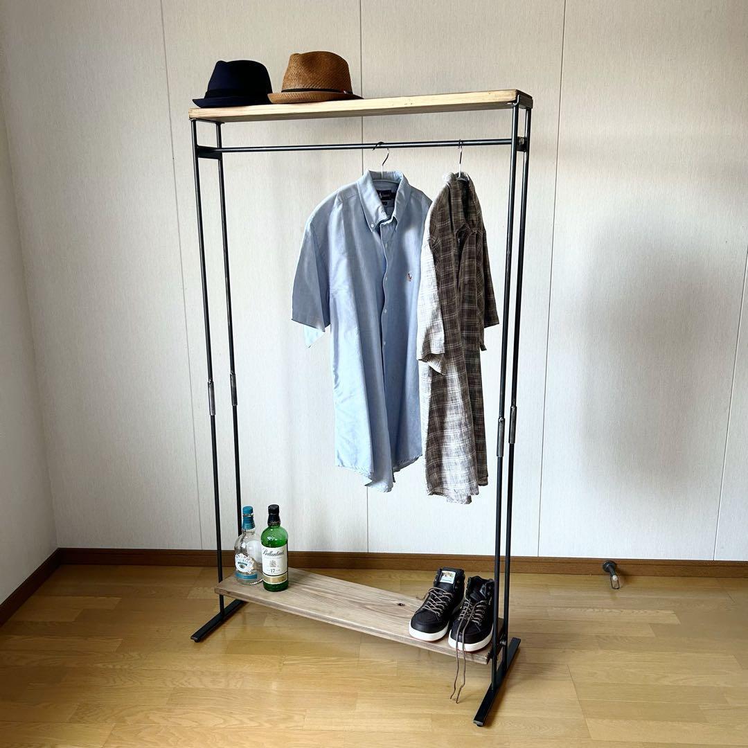 ハンガーラック　アイアン家具　引っ越し　コンパクト　アンティーク　幅900 分割