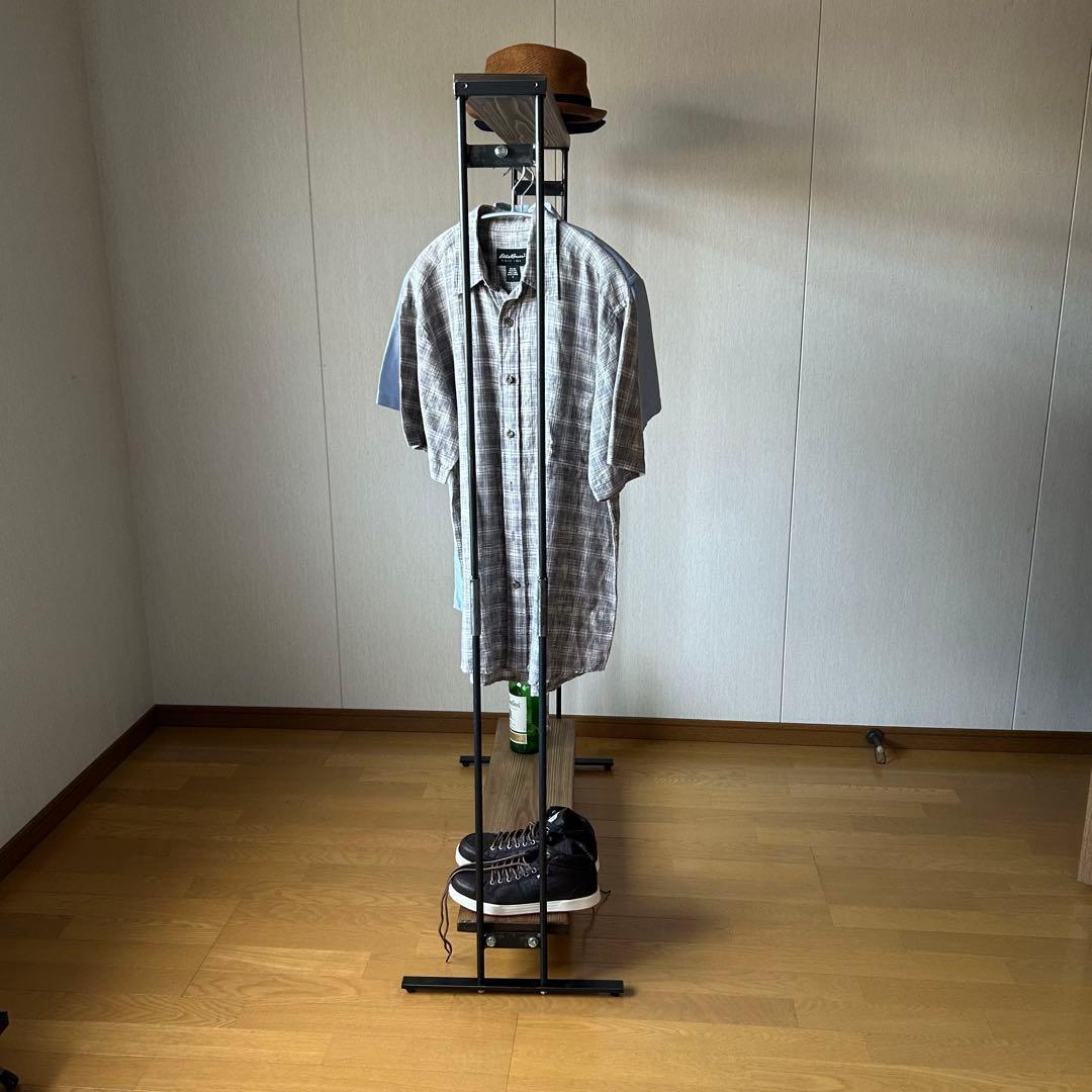 ハンガーラック　アイアン家具　引っ越し　コンパクト　アンティーク　幅900 分割