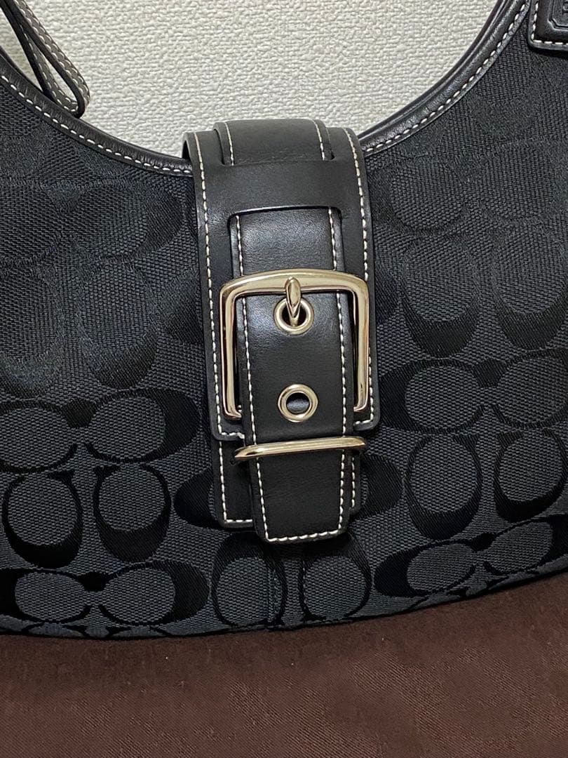 コーチ　キャンパスレザー　ワンショルダー　ソーホー　シグネチャー　ブラック