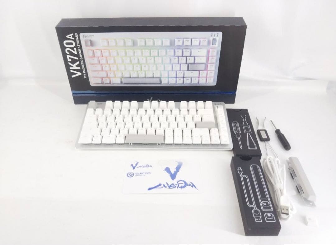 超美品 エレコム VK720A ホワイト メカニカルキーボード_70