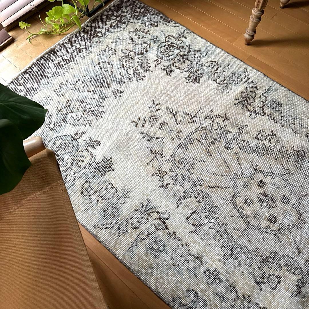 88×211 ナチュラルカラー　ブラウン　メダリオン　トルコヴィンテージラグ