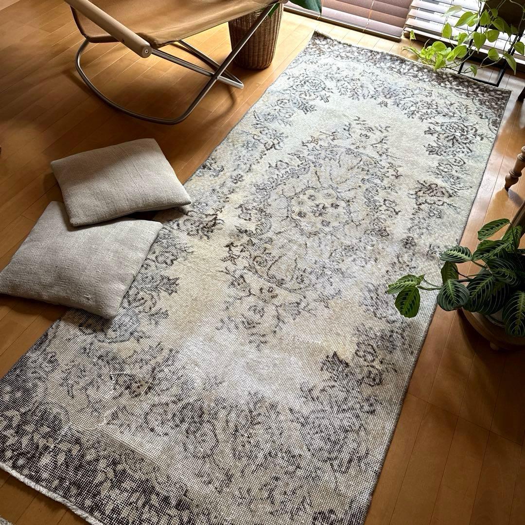 88×211 ナチュラルカラー　ブラウン　メダリオン　トルコヴィンテージラグ