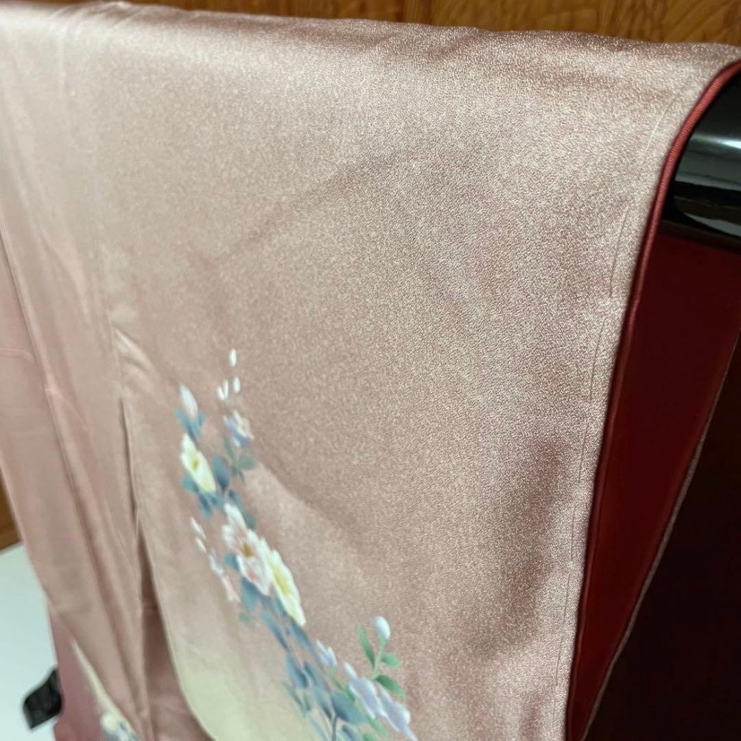 ぽ*ん様 付下げ 牡丹 萩 唐草文 正絹 裄67 トールサイズ v209