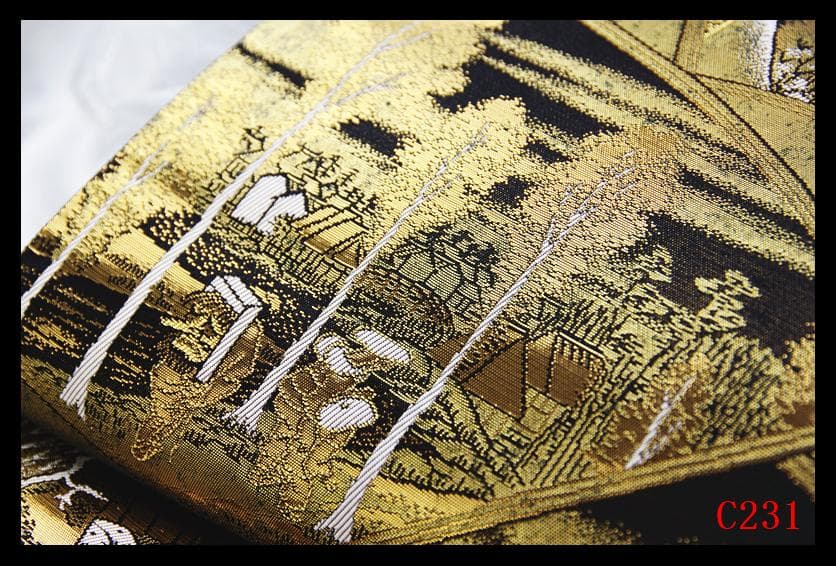 C231厳選西陣　引箔本金箔二重織　東海道五十三次全景図全通高級美術袋帯新品同様