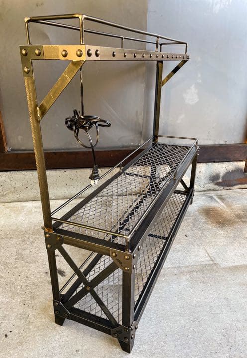 リベットアイアンラック［ダクトレール付］植物棚　アイアン家具　ボタニカル