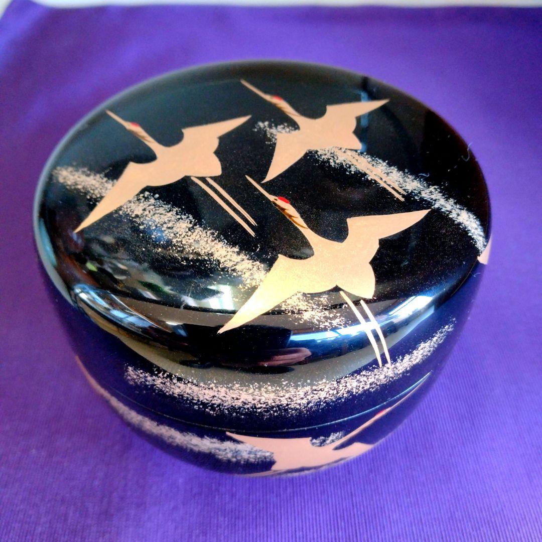 茶道具　期間限定特価　群鶴蒔絵平棗　内梨子地　新品未使用品