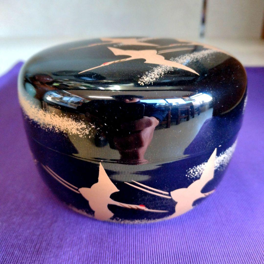茶道具　期間限定特価　群鶴蒔絵平棗　内梨子地　新品未使用品