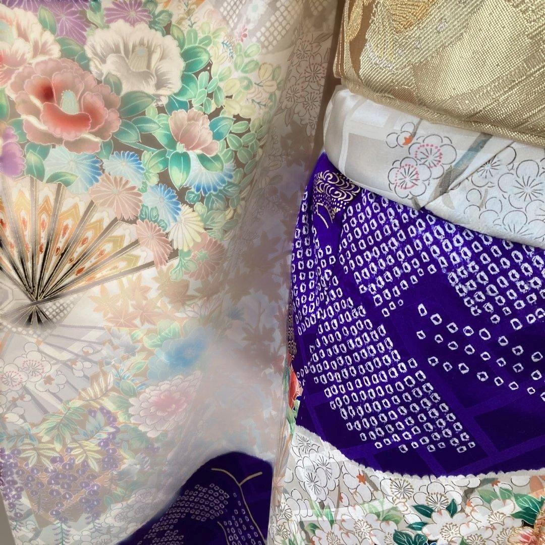 豪華振袖フルセットお探しの方に　白地　ホワイト　花柄　金彩　成人式