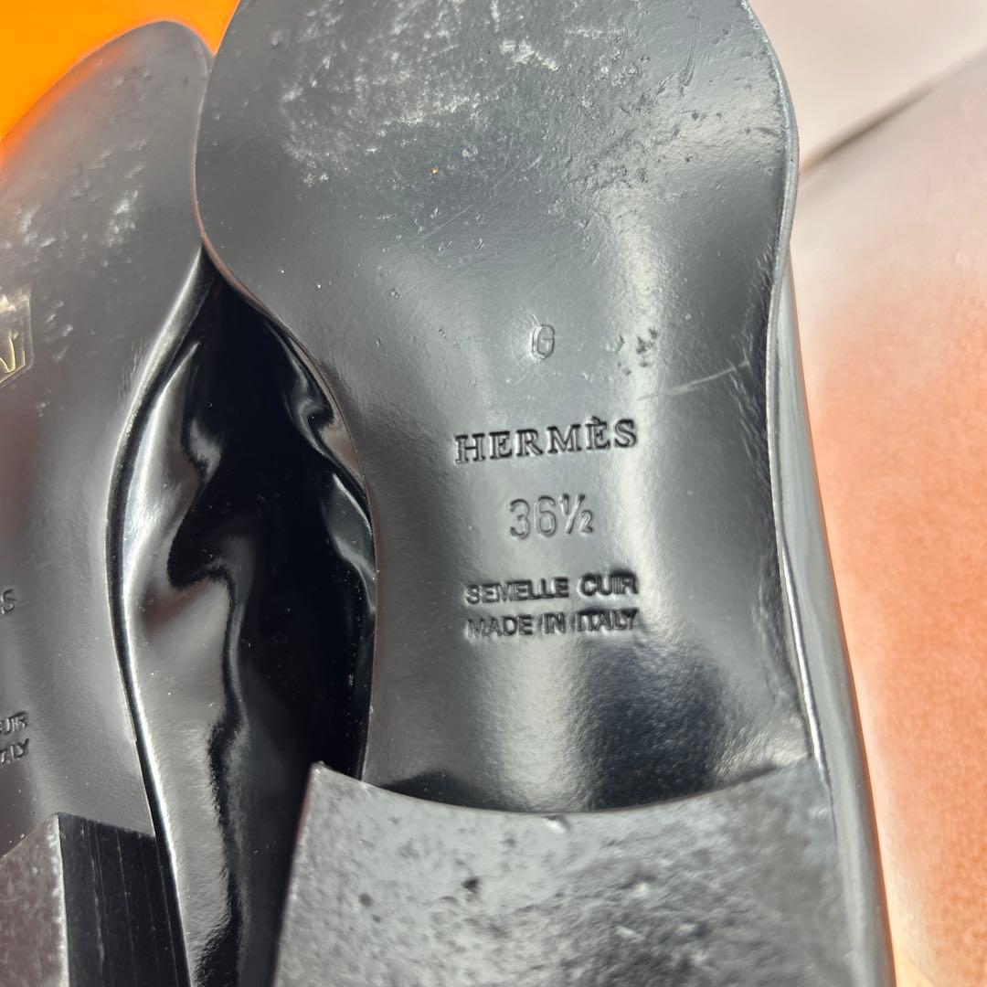 極美品 エルメス コンスタンス Hロゴ ブラック ローファー 36 1/2