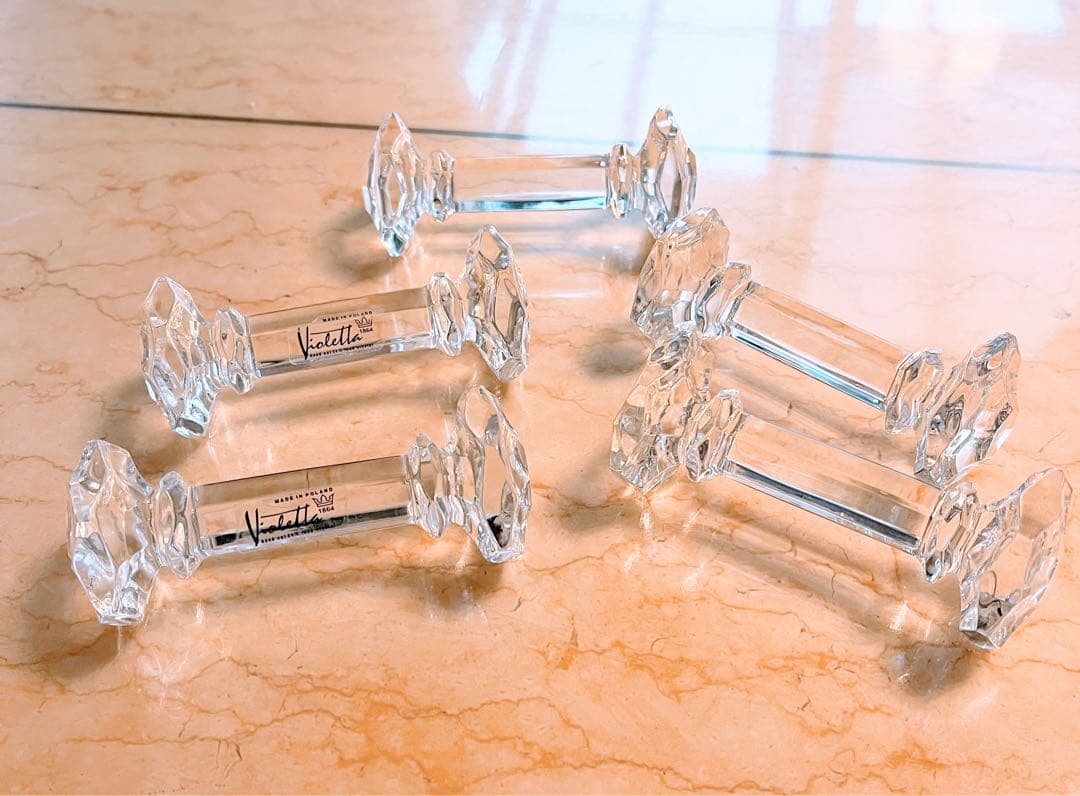 希少 Violetta ヴィオレッタ クリスタルガラス カトラリーレスト 5点