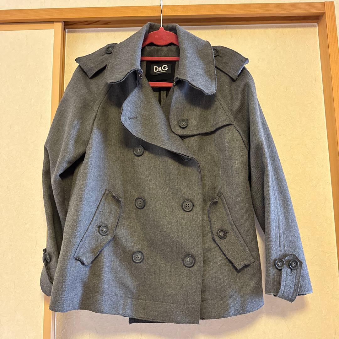 極美品　D&G グレー ウール ピーコート