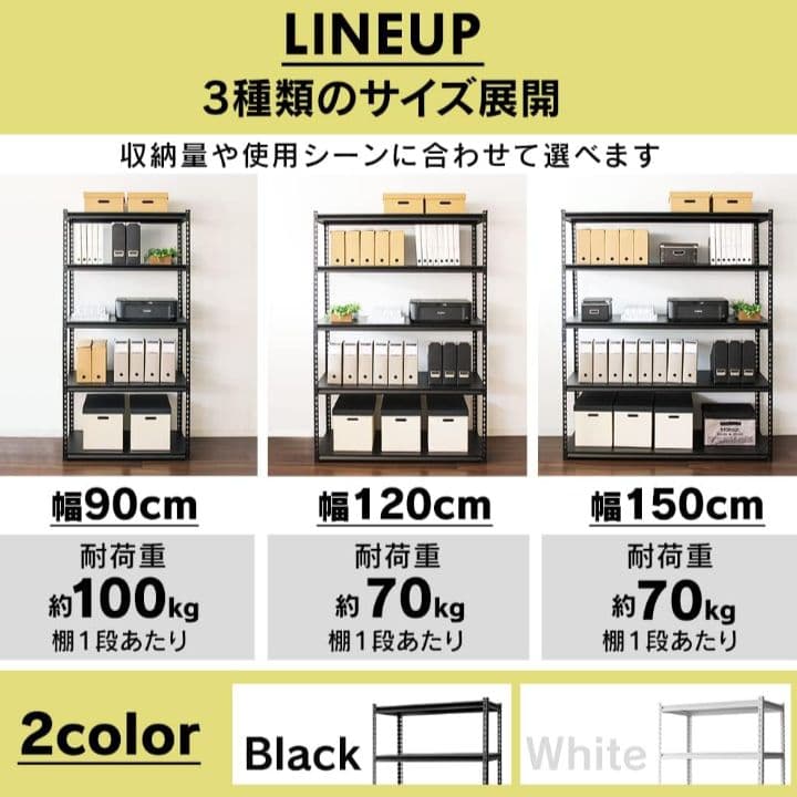 H　アイリスプラザ　スチールラック　幅120cm　5段　ブラック　YK