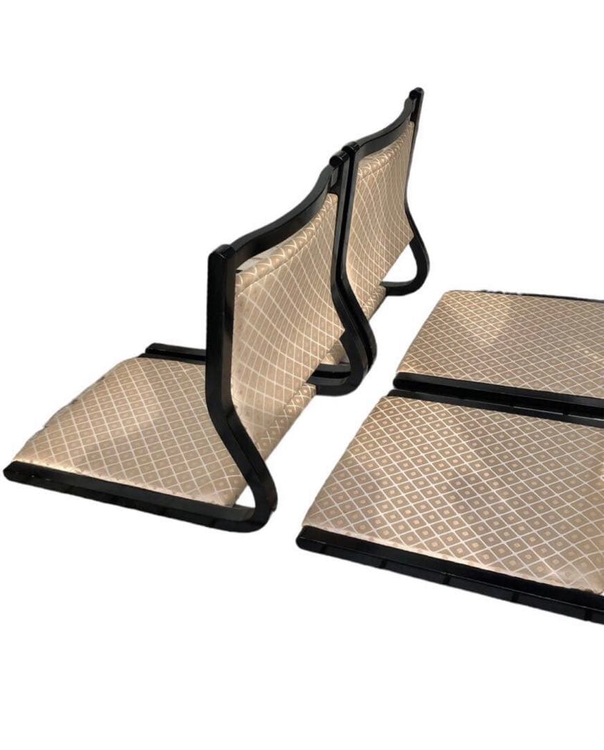 昭和レトロ　黒漆　木製の座椅子4脚/モダン　和室　宴会　椅子　スツール