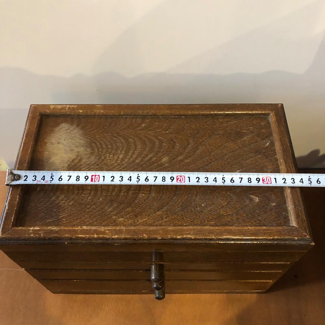 昭和レトロ　木製ジュエリーボックス　3段　鏡付きアクセサリー入れ　小物入れ　木