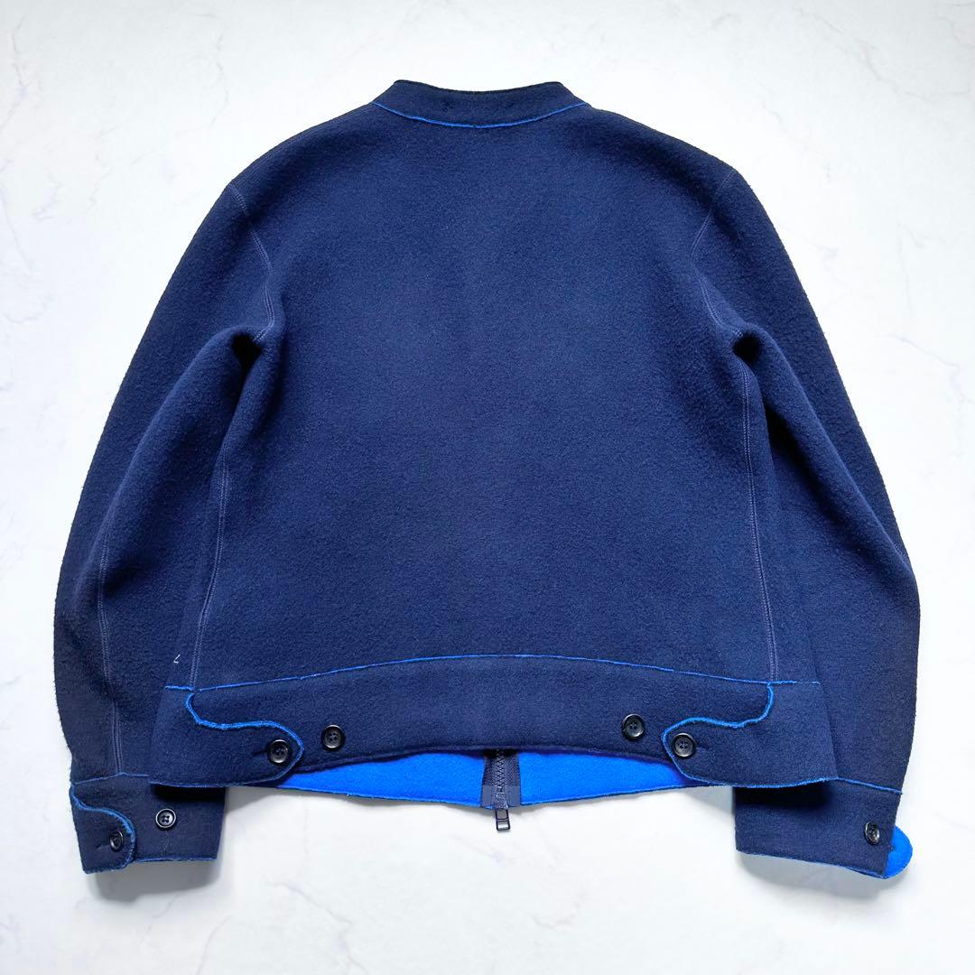 現行タグ✨45R 縮絨ウールジャケット ダブルジップアップブルゾン 秋冬 紺 2