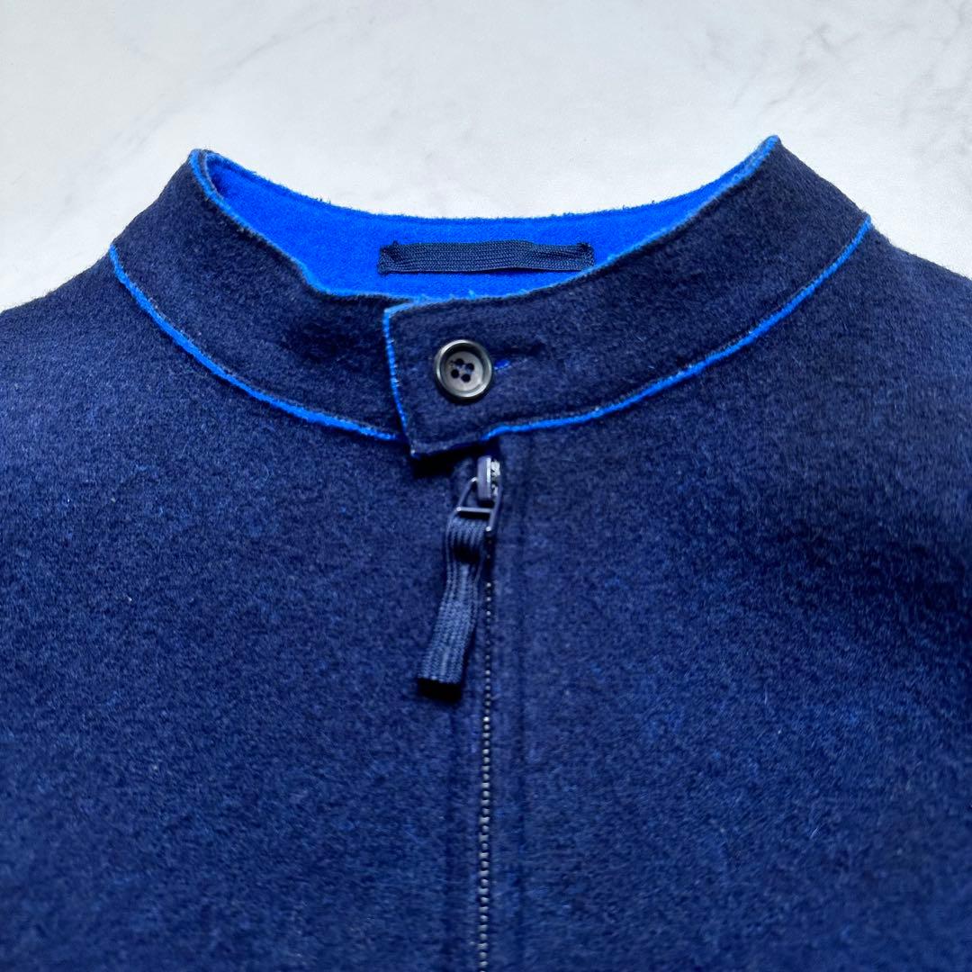 現行タグ✨45R 縮絨ウールジャケット ダブルジップアップブルゾン 秋冬 紺 2