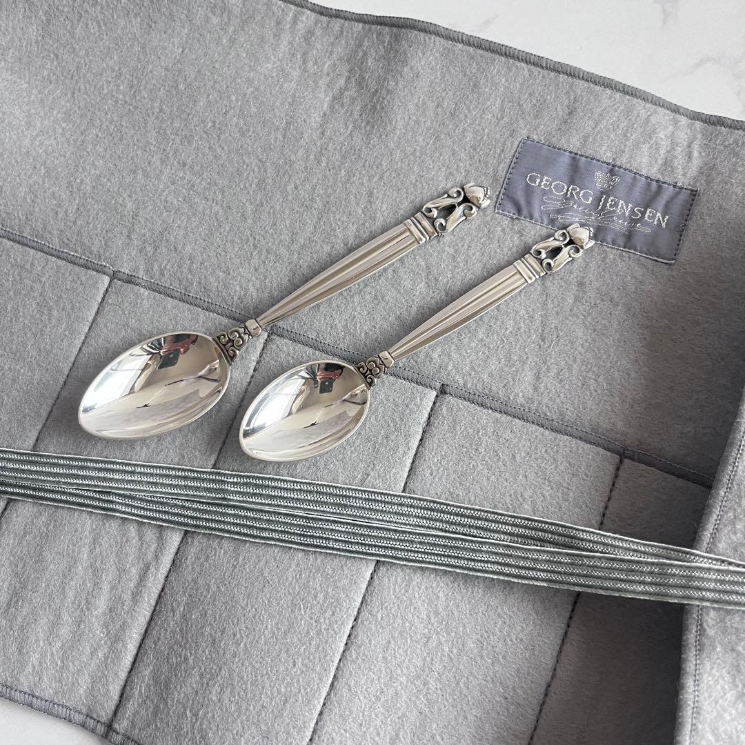 【未使用】ジョージジェンセン エコーン コーヒー&ティースプーン2本組 925S