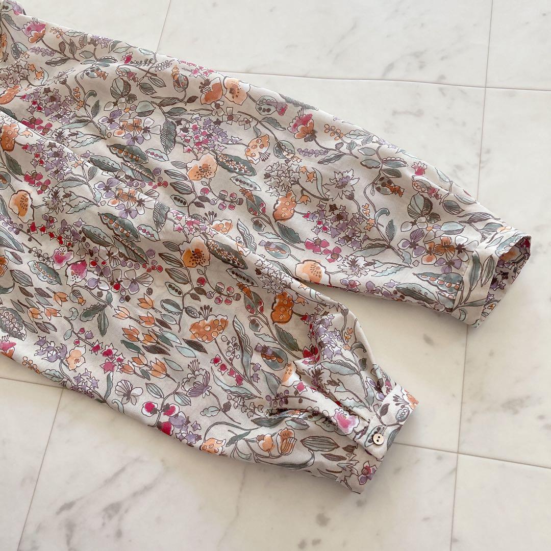 極美品　トゥモローランド　オーマリーフプリント ストリングボウタイブラウス