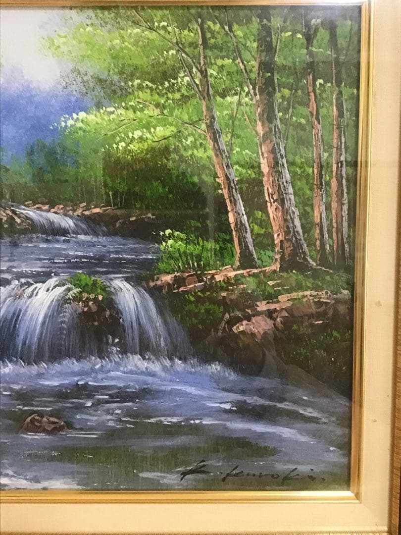 ☆オススメ！心の癒しにいかが？☆手描き油絵 画家黒木 啓 奥入瀬　送料無料！