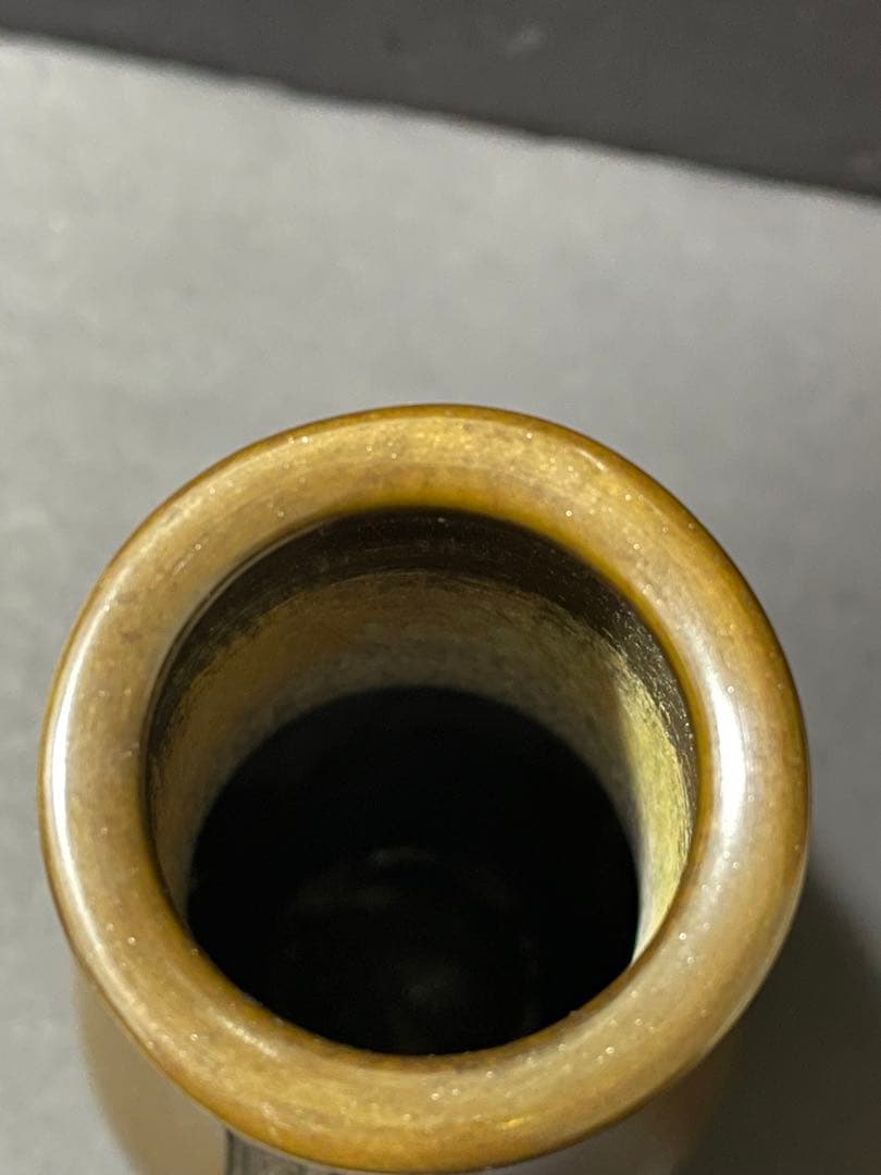 美品　高岡銅器 唐銅杓立 義正造 共箱付