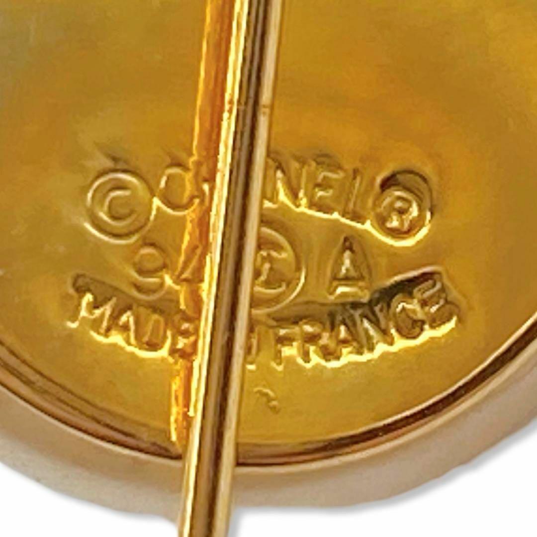 シャネル　ココマーク　フェイクパール　ピンブローチ　ゴールド