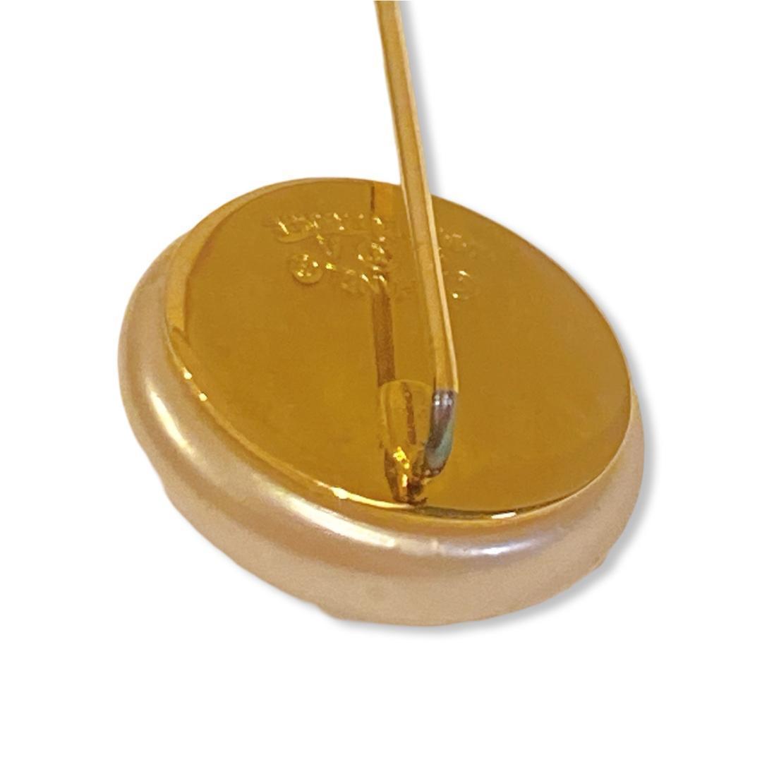 シャネル　ココマーク　フェイクパール　ピンブローチ　ゴールド