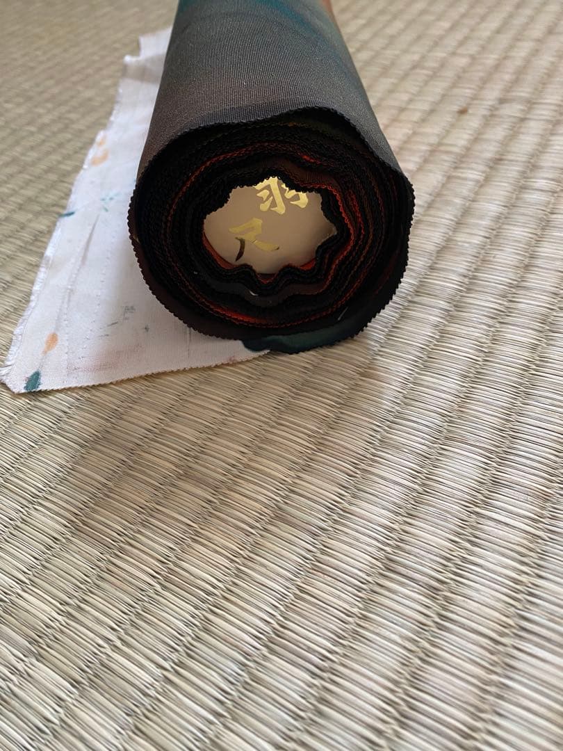 反物　丹後ちりめん　絹　正絹　茶　オレンジ　着物　未仕立て/i018