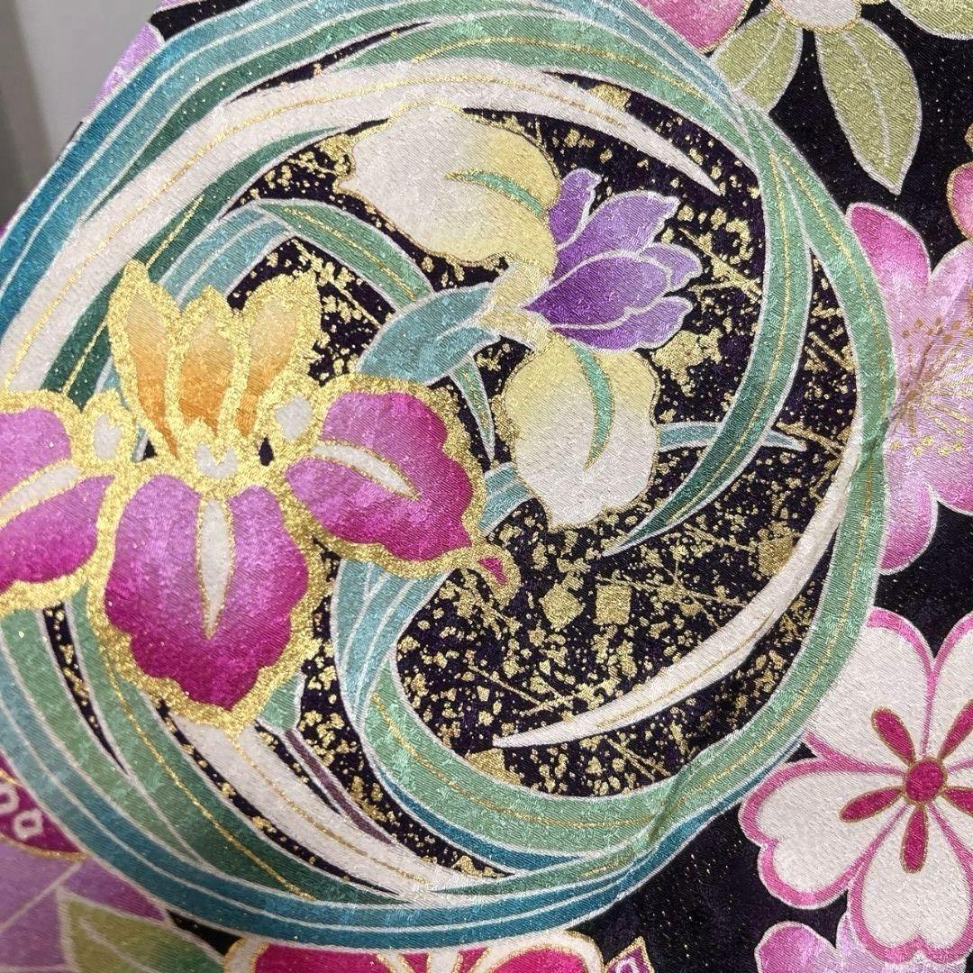 金通し　金駒刺繍　金彩　菊花　楓　桜花　振袖　着物　013a p