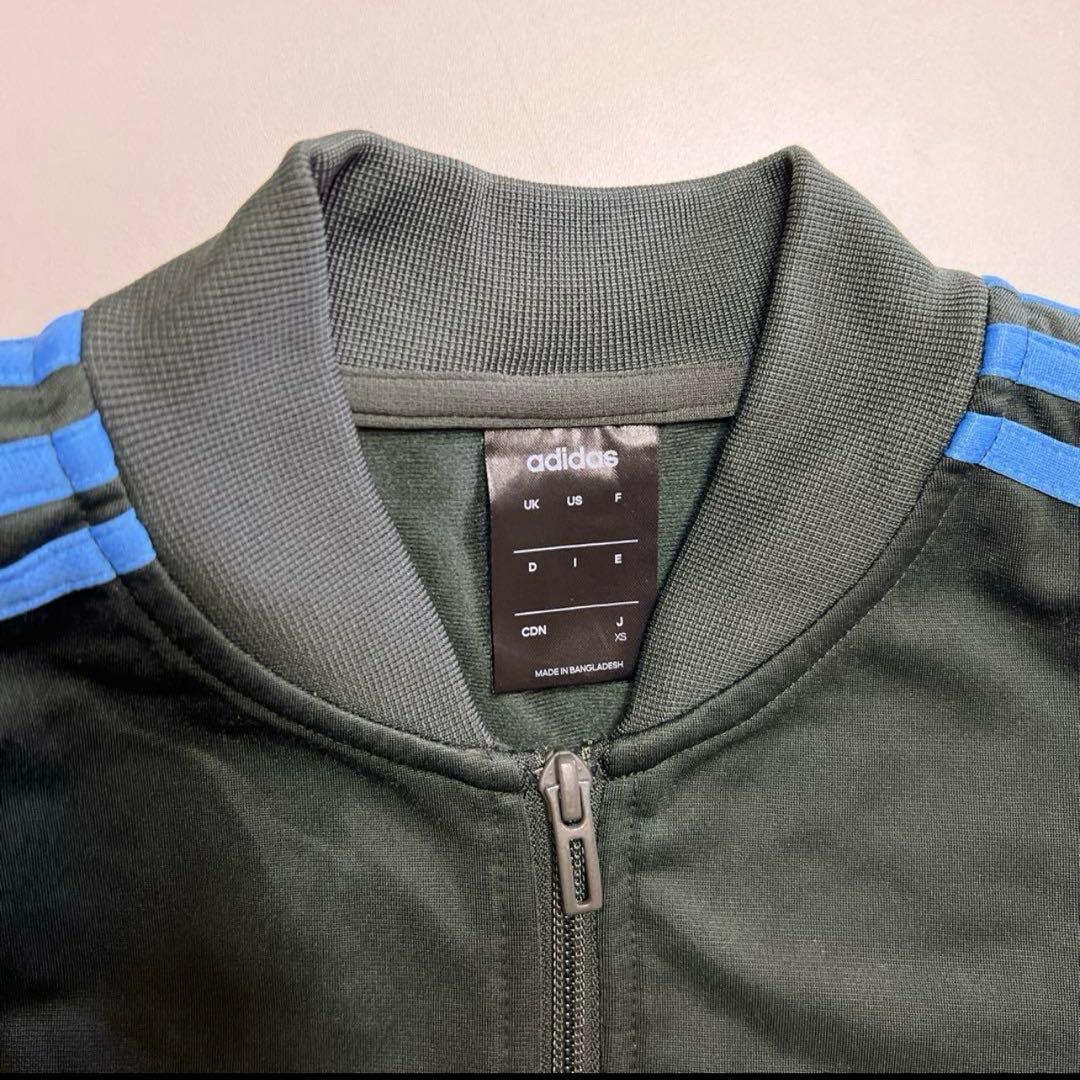 adidas ジャージ　セットアップ　３本ライン　上下　ダークグリーン