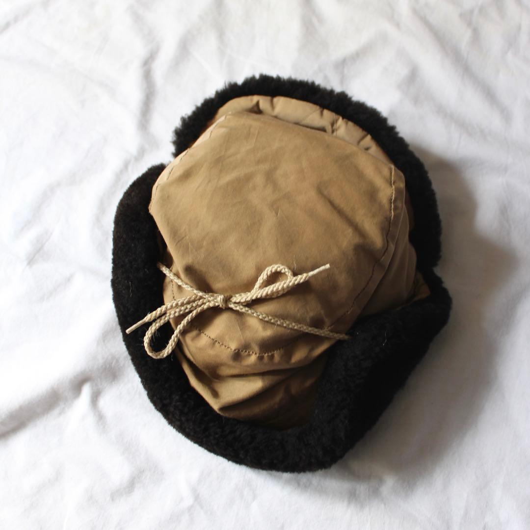 名作 80s Eddie Bauer ダウン フライトキャップ ボア ベージュ