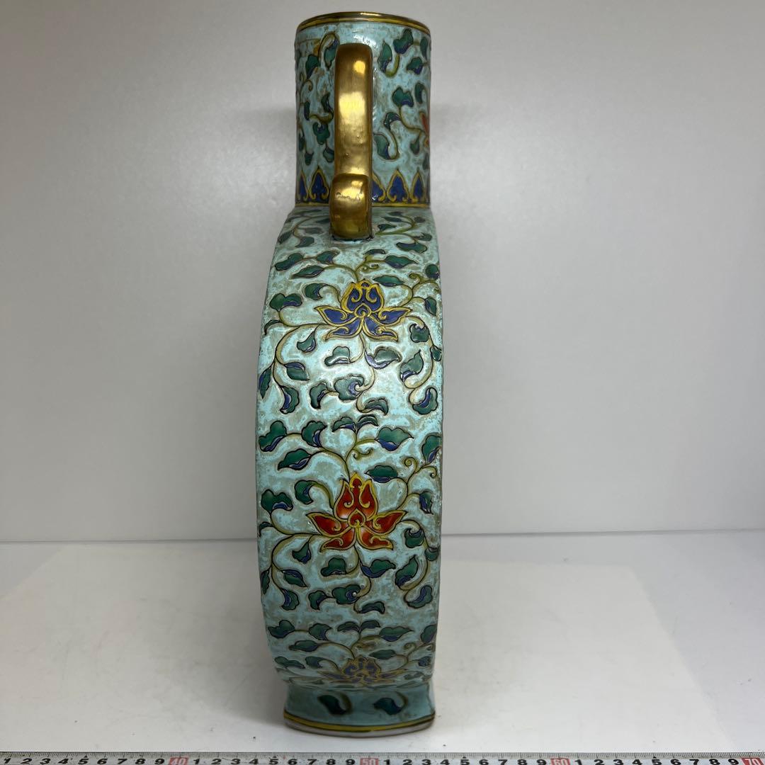 中国美術　粉彩　大花瓶　h40cm 東K8-0202③ タサオ