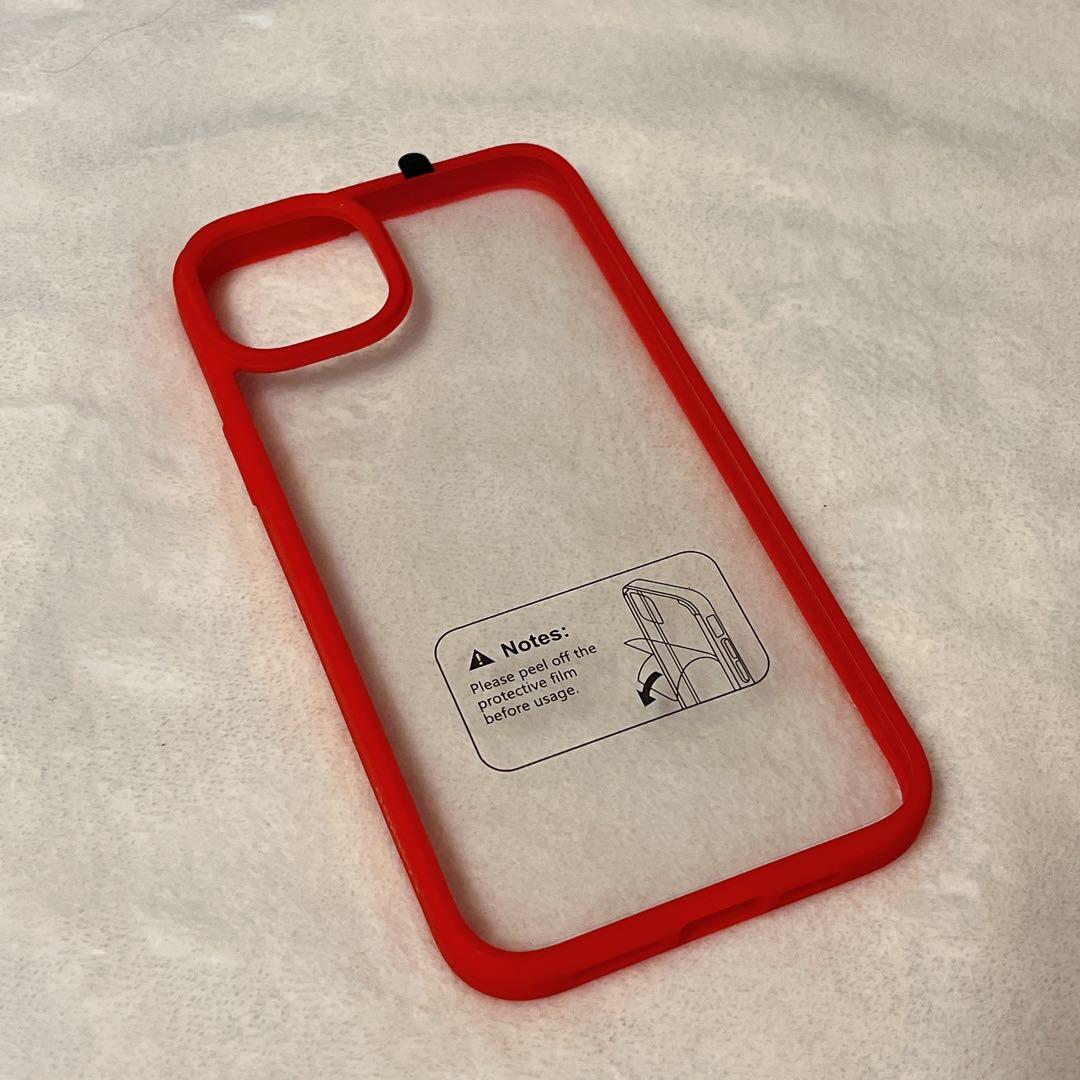 ♪ iPhone 13 pro max ケース クリア 赤縁 ステッカー付き