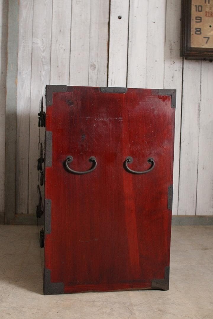 丸金具　時代庄内箪笥 3段　タンス　収納　古家具　古民家　時代家具