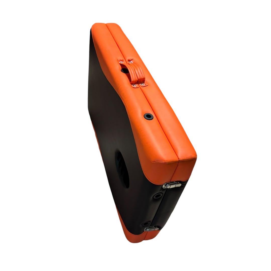 vidaXL 折りたたみ式マッサージベッド 二つ折り 木製 ブラック＆オレンジ