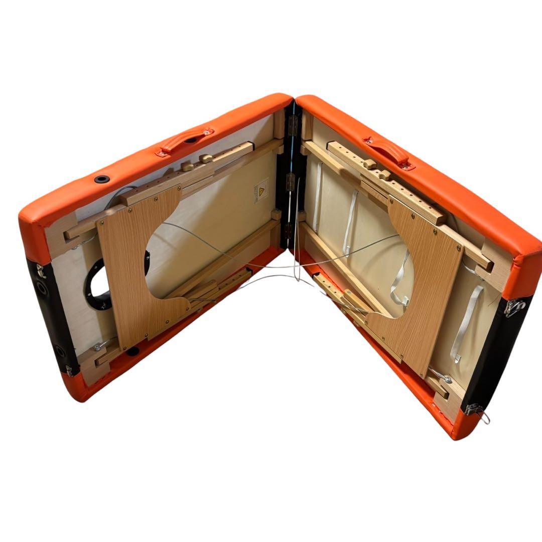 vidaXL 折りたたみ式マッサージベッド 二つ折り 木製 ブラック＆オレンジ