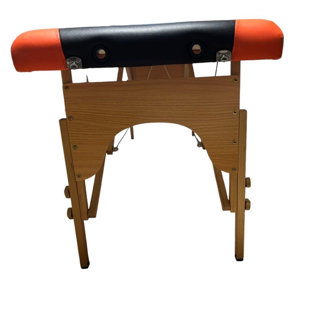 vidaXL 折りたたみ式マッサージベッド 二つ折り 木製 ブラック＆オレンジ