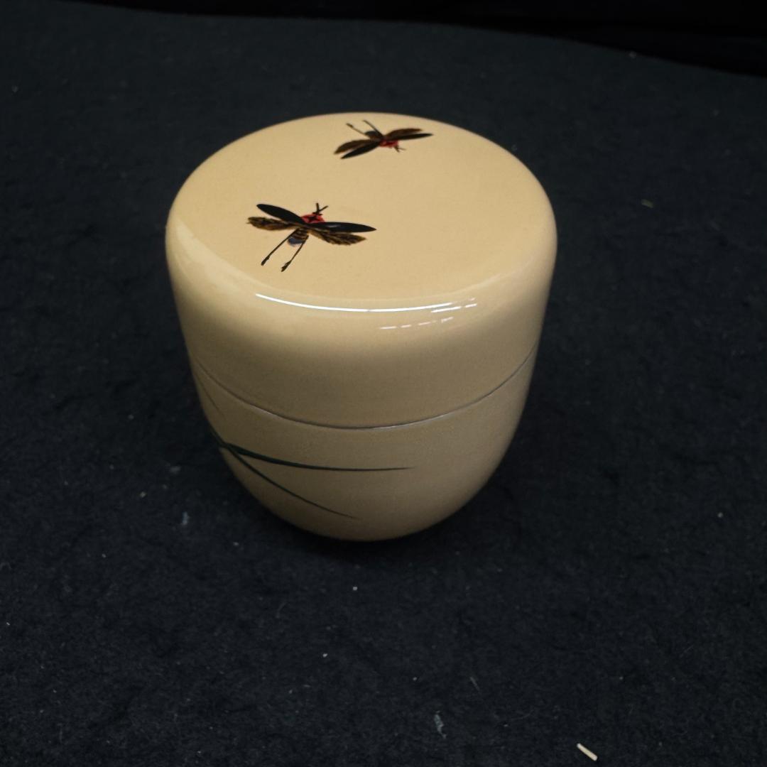 茶道具　中棗 白漆塗り早苗蛍 白中棗 螺鈿