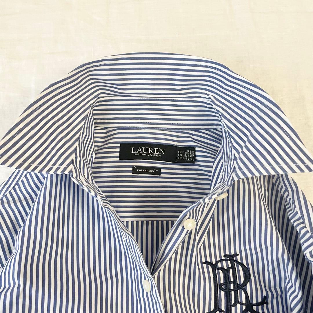 【未使用級】ローレンラルフローレン　ストライプ　シャツ　刺繍　XXS