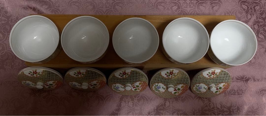 19未使用庫山窯前畑陶器金彩狩衣蓋付煎茶揃五客陶器生産終了超希少プレミアム逸品A