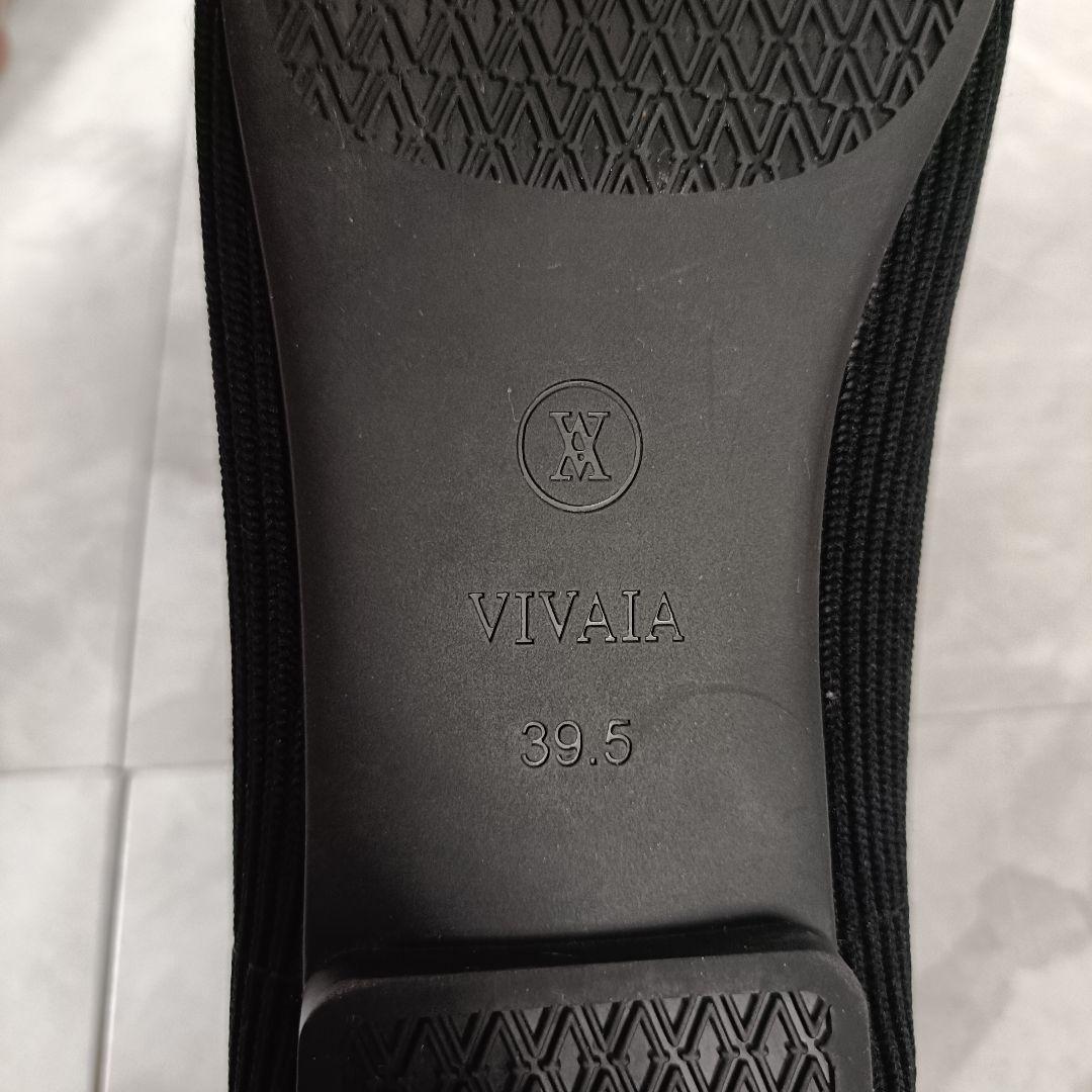 【新品】VIVAIA ビバイア フラットシューズ スクエアトゥ 25cm相当 黒
