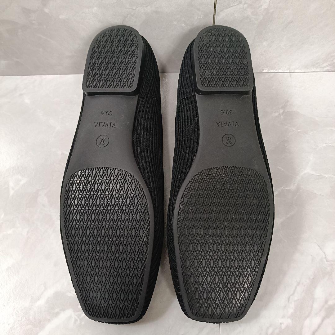 【新品】VIVAIA ビバイア フラットシューズ スクエアトゥ 25cm相当 黒
