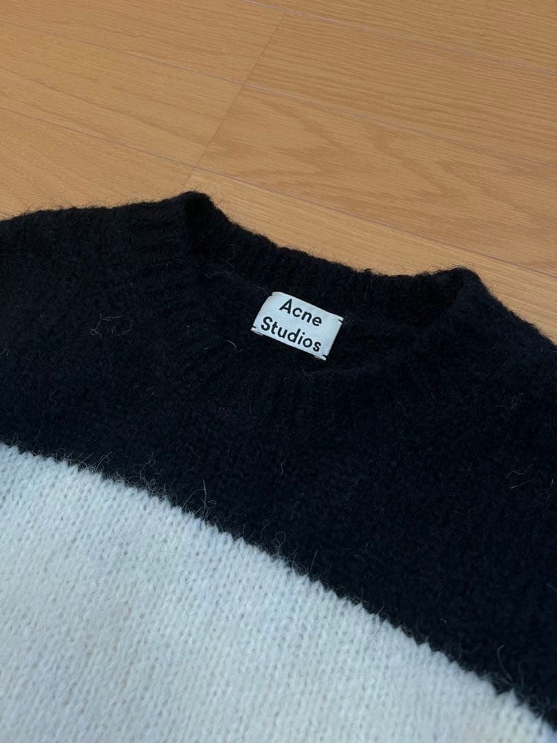 アクネストゥディオズ　モヘア　ウール　ボーダー　ニット　セーター　クルーネック